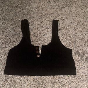 Fashion Nova Black Sleeveless Buttoned Crop Tank Top